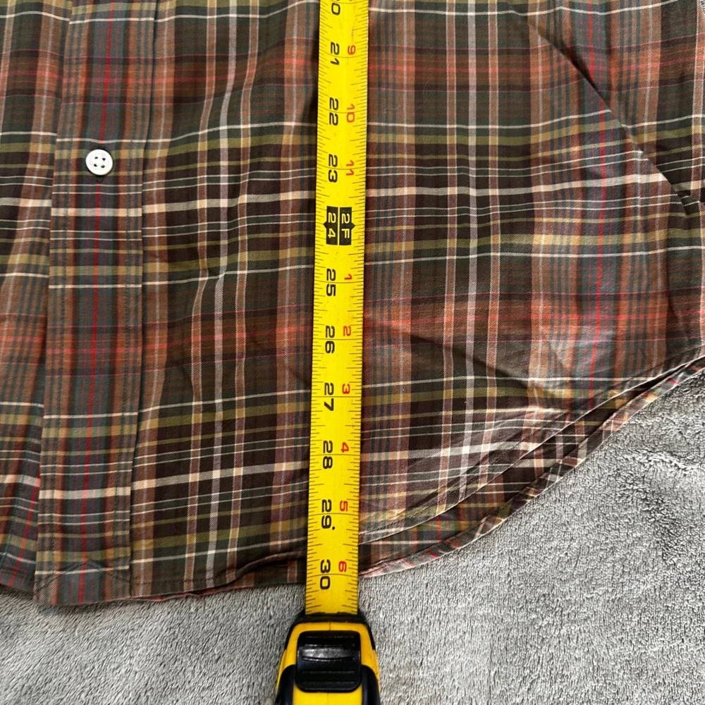 Polo Ralph Lauren Mens Classic Fit Plaid Button Down Shirt Brown Olive Medium